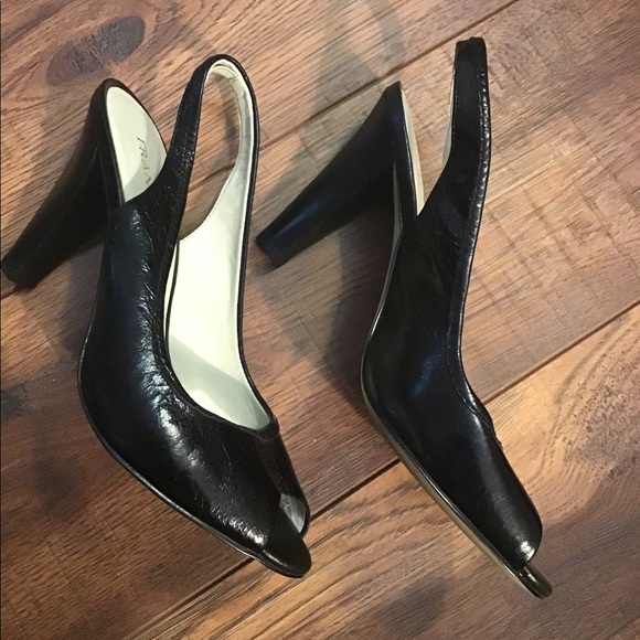 Franco Sarto peep toe sling back heelsBlack - Picture 2 of 3